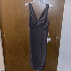 Granite grey, lace straps, maxi dress